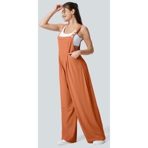 HALARA Rust Orange Wide-Leg Jumpsuit Overalls